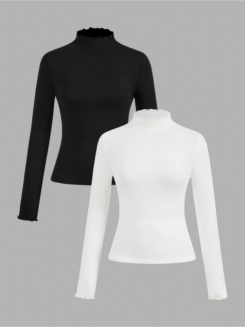 Women's Ruffled Knitted Slim Bottoming Shirt soft neck - Image 4