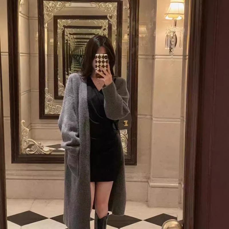 Women's French-style Mid-length Knitted Cardigan - Image 2