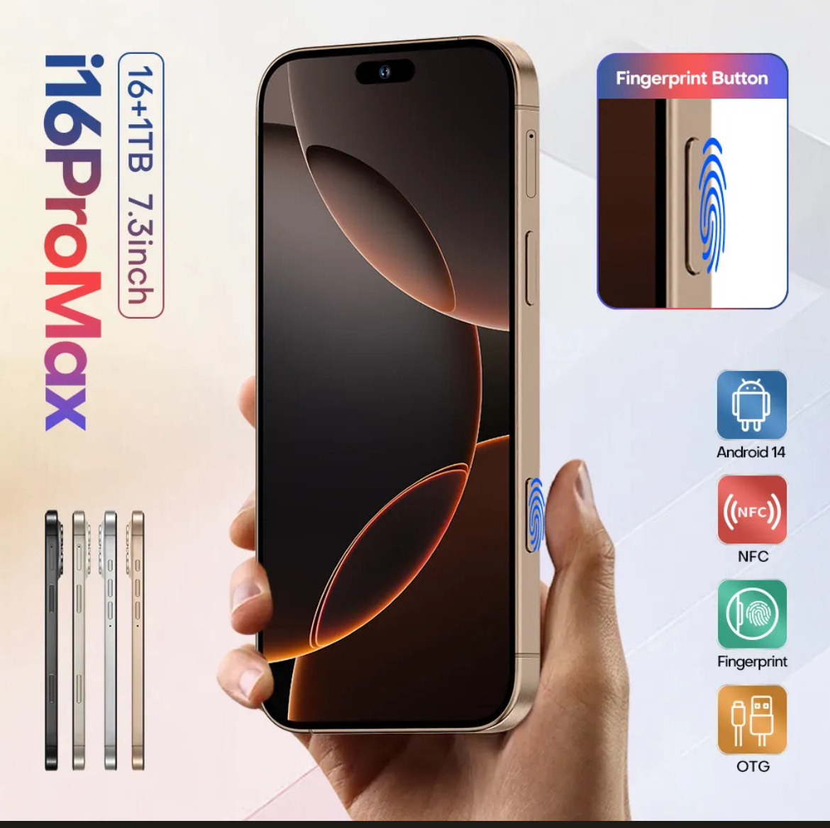 Original 2025 NEW Cellphones i16 Pro Max Mobile Phones 4G 5G 7.3HD Original Smartphone 8000mAh Android Global Version Cell Phone Dual SIM