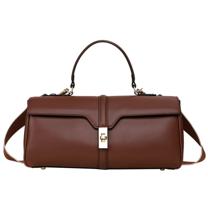 Women's Solid Color Fashion Large Capacity Cowhide Messenger Bag - Image 6