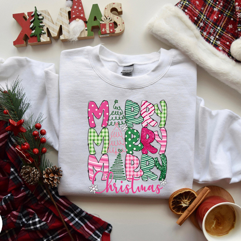 Merry Christmas E Cartoon Sweatshirt Festive Cute Gifts - Image 2