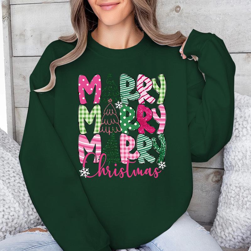 Merry Christmas E Cartoon Sweatshirt Festive Cute Gifts - Image 3