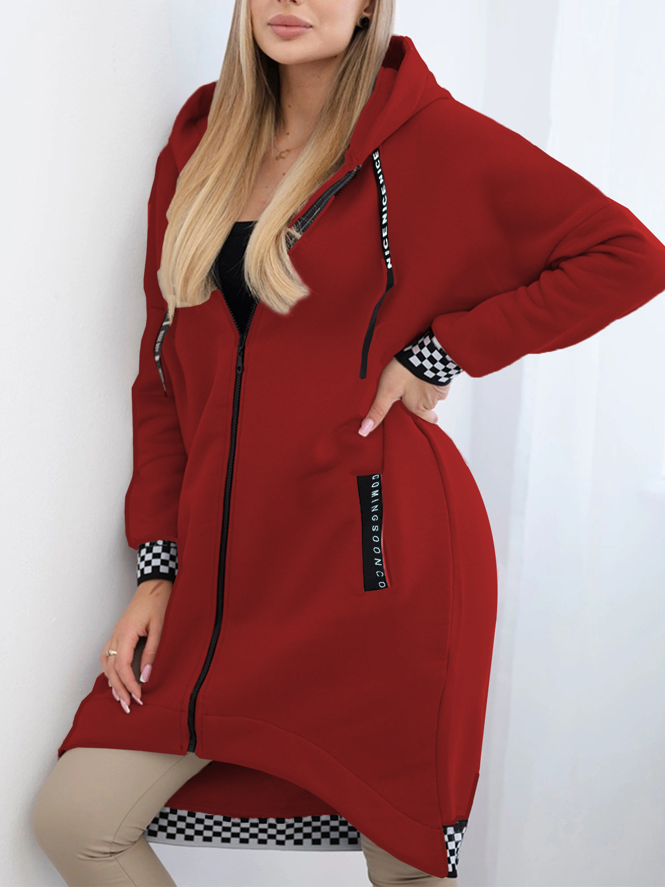Women's Clothing Long Hooded Loose And Warm Long Sleeve Trench Coat - Image 3