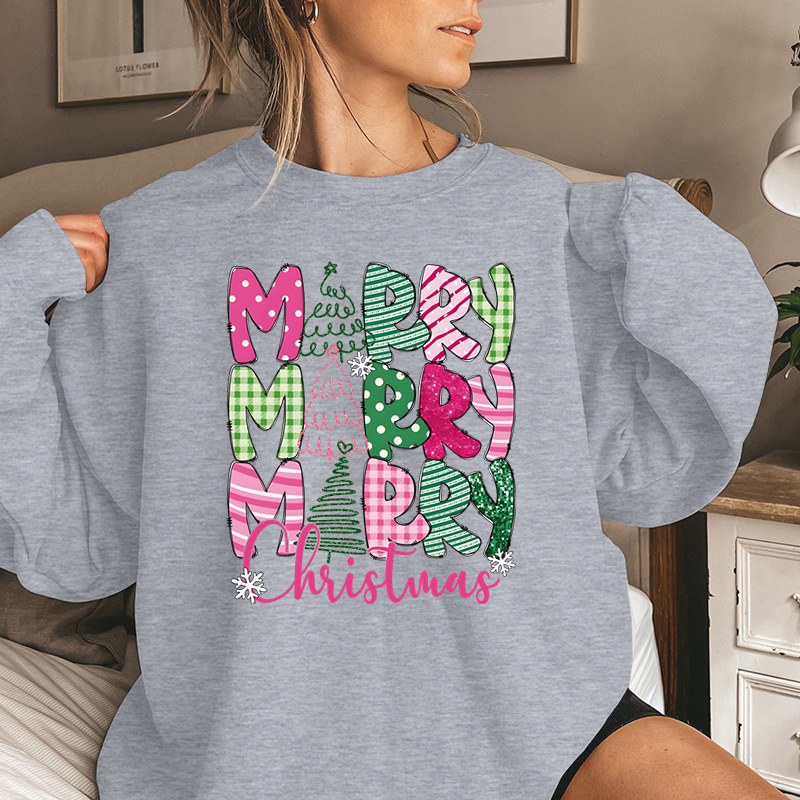Merry Christmas E Cartoon Sweatshirt Festive Cute Gifts - Image 10