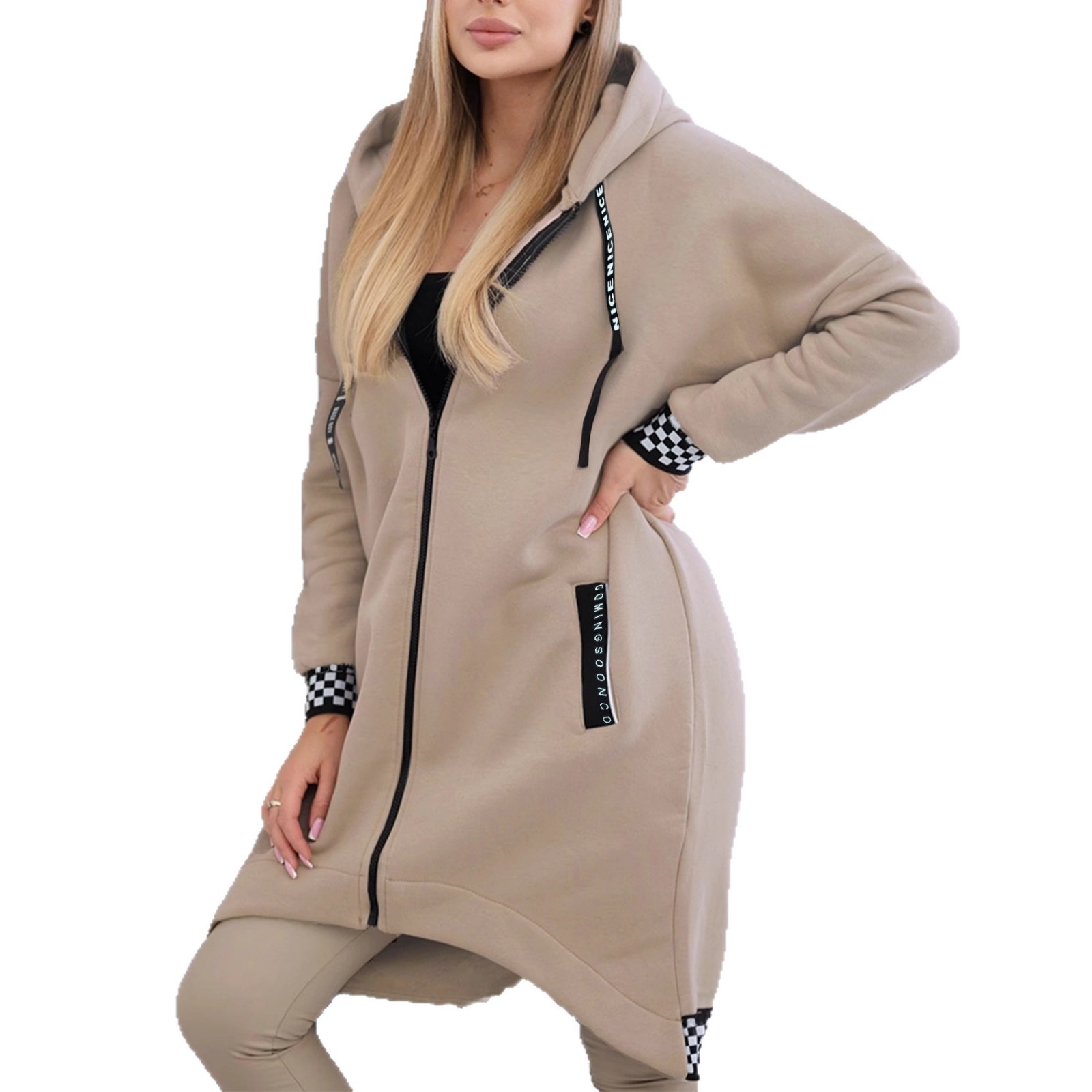 Women's Clothing Long Hooded Loose And Warm Long Sleeve Trench Coat - Image 2