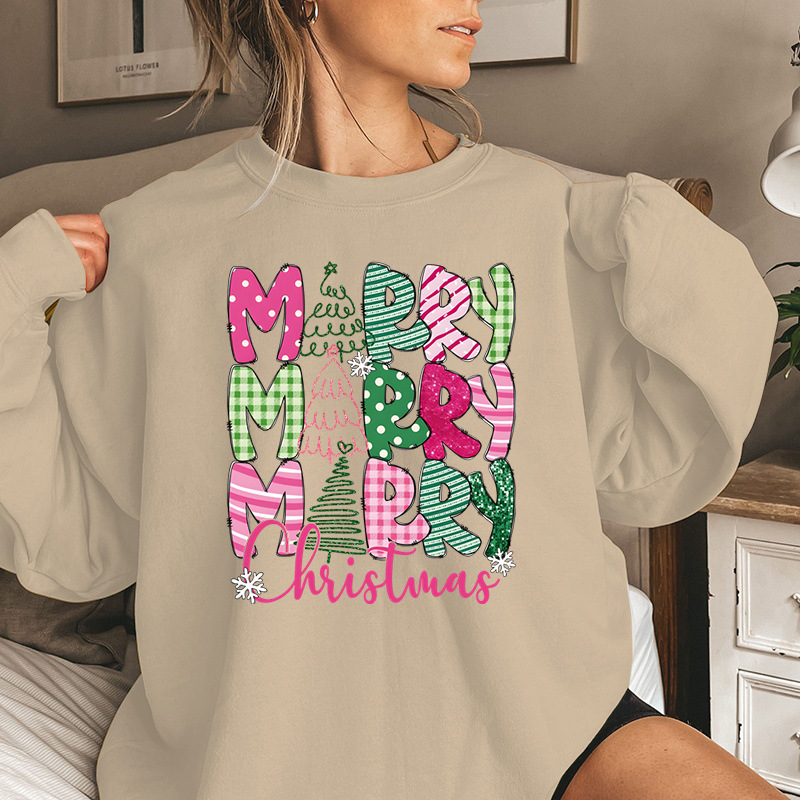 Merry Christmas E Cartoon Sweatshirt Festive Cute Gifts - Image 9